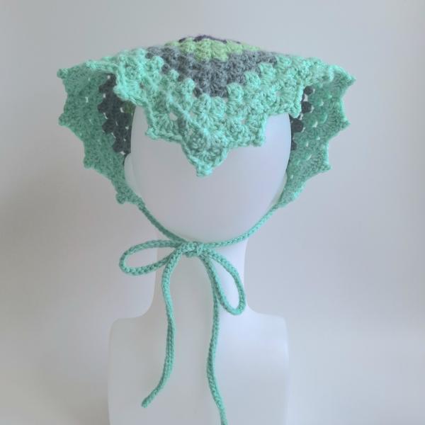 Gehaakte bandana | Limegroen, donkerpaars, eucalyptus, grijsblauw en mintgroen