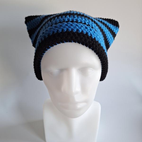 Gehaakte muts | Zwart en blauw