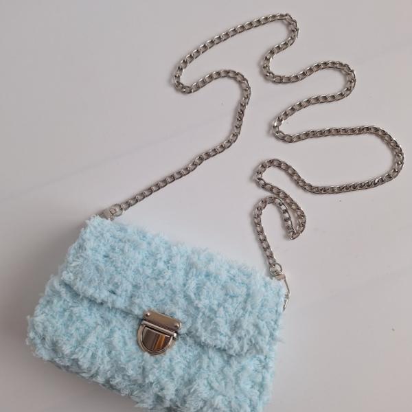 Geweven crossbody tas | Lichtblauw en zilver