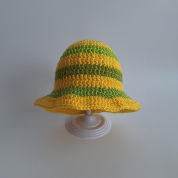 Gehaakt baby zonnehoedje | Groen en geel