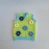 Thumbnail for Gehaakt baby vestje | Limoengroen en mintgroen met blauwe bloemen