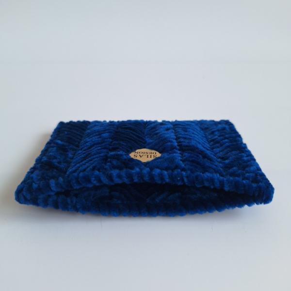 Geweven pasjeshouder | Donkerblauw velvet look
