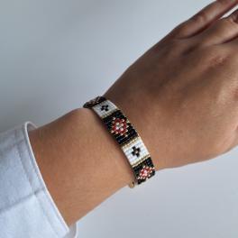 Geweven kralen armband | Rood glas-in-lood