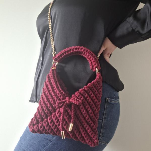 Gehaakte crossbody tas | Wijnrood