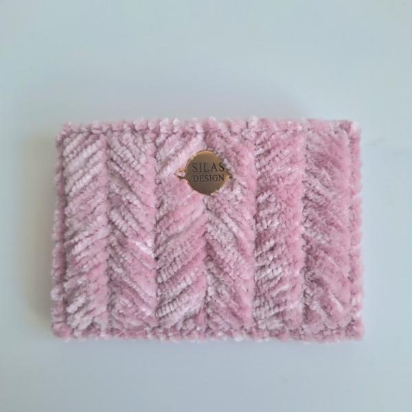 Geweven pasjeshouder | Poeder roze velvet look