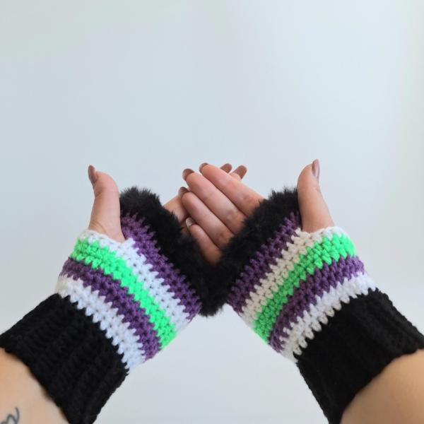 Gehaakte handschoenen - gehaakte vingerloze handschoenen | Beetlejuice vibes
