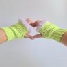 Thumbnail for Gehaakte handschoenen - gehaakte vingerloze handschoenen | Limoengroen en lila