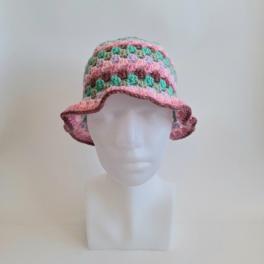 Gehaakte bucket hat | Mintgroen, sagegroen, lila, lichtroze, poeder roze en mauve