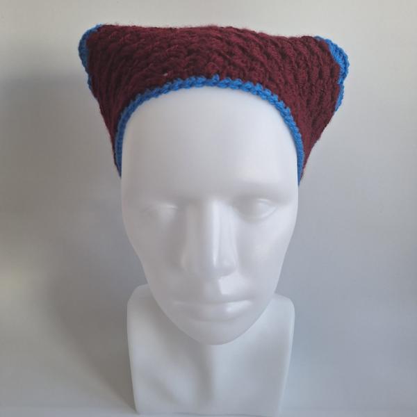 Gehaakte bandana | Wijnrood en blauw