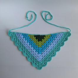 Gehaakte bandana 'Mintgroen, turquoise en donkergroen'