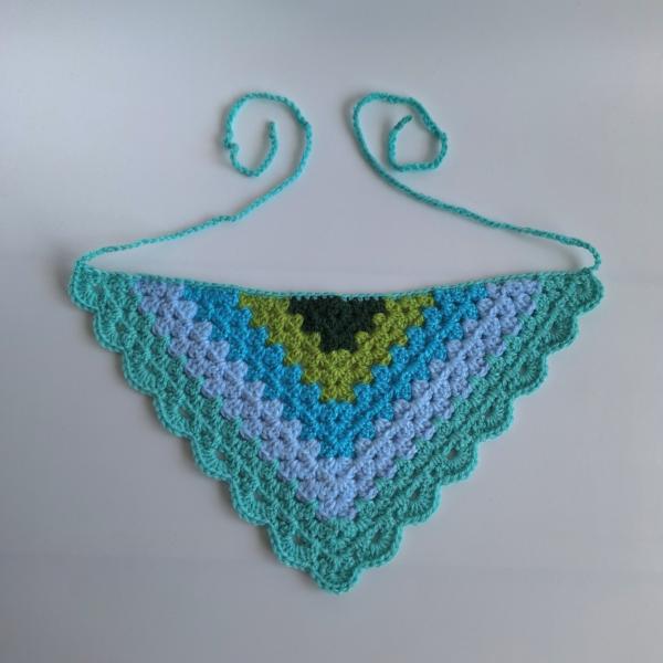 Gehaakte bandana 'Mintgroen, turquoise en donkergroen'