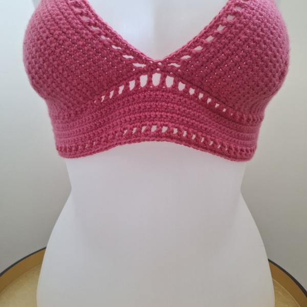 Gehaakt topje 'boho top hot pink'