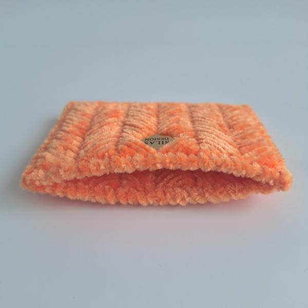 Geweven pasjeshouder | Oranje velvet look