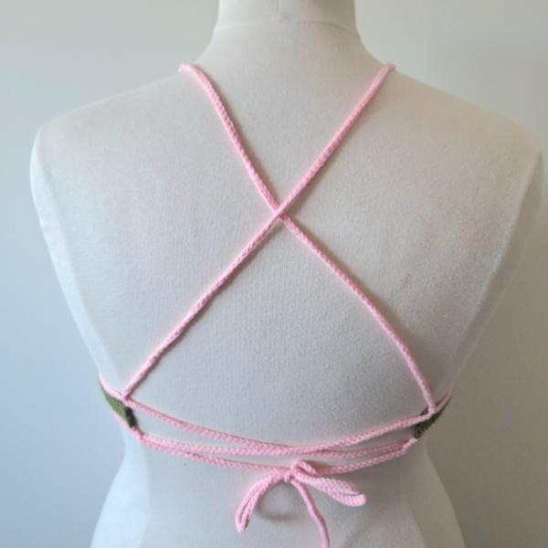 Gehaakt topje | Donkergroen en lichtroze