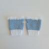Thumbnail for Gehaakte handschoenen - gehaakte vingerloze handschoenen | Lichtblauw en wit