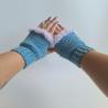 Thumbnail for Gehaakte handschoenen - gehaakte vingerloze handschoenen | Denimblauw en lila