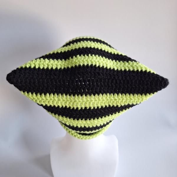 Gehaakte muts | zwart en neon groen