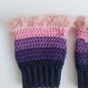 Thumbnail for Gehaakte handschoenen - gehaakte vingerloze handschoenen | Donkerblauw, paars en lichtroze