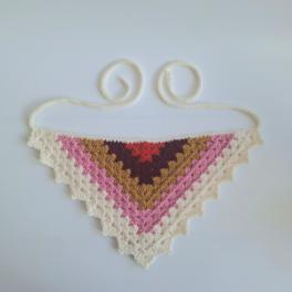 Gehaakte bandana | Rood, wijnrood, okergeel, roze en crème
