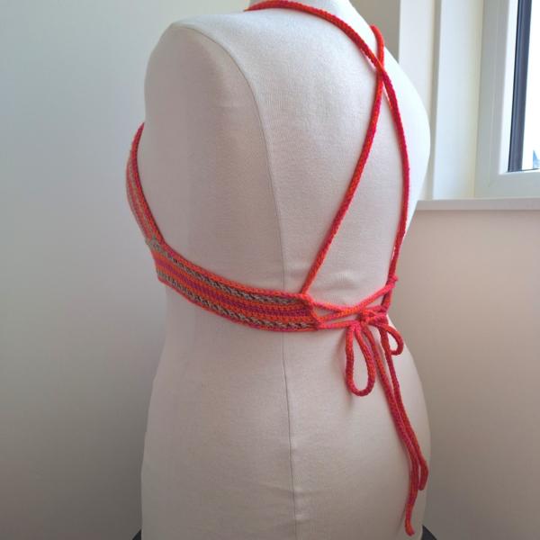 Gehaakt topje 'Boho top oranje, roze en beige'