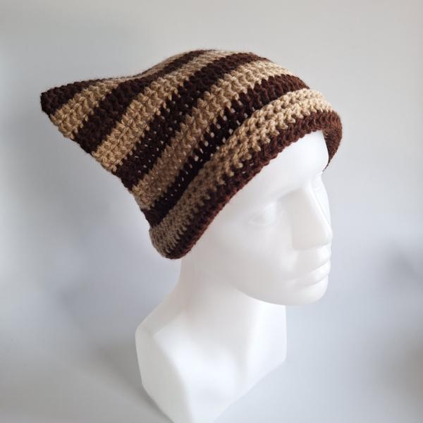 Gehaakte muts | Bruin en beige