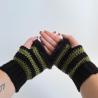 Thumbnail for Gehaakte handschoenen - gehaakte vingerloze handschoenen | Zwart en donkergroen