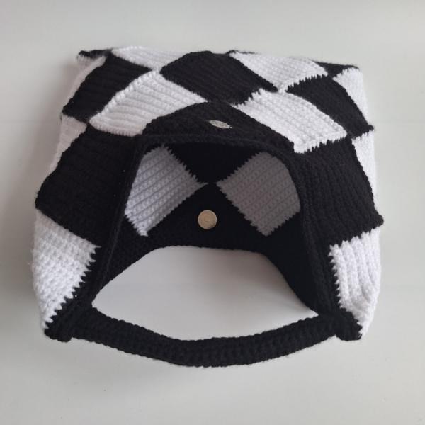 Gehaakte checker handtas 'Zwart en wit'