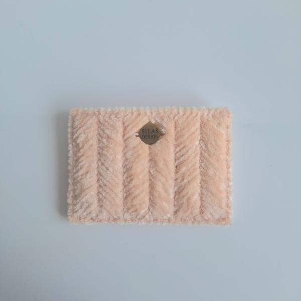Geweven pasjeshouder | Pasteloranje velvet look