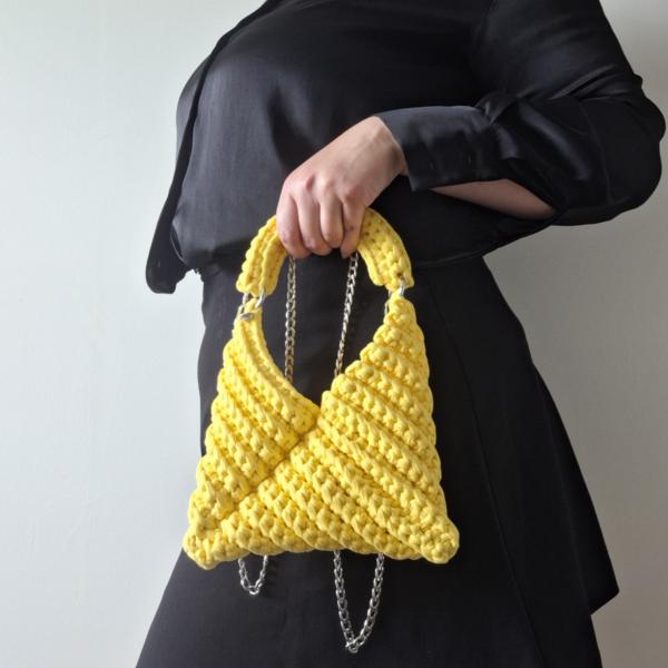 Gehaakte crossbody tas | Geel