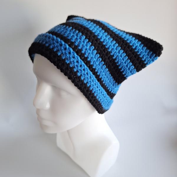 Gehaakte muts | Zwart en blauw