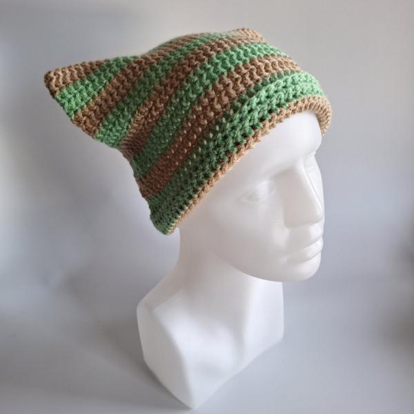 Gehaakte muts | Beige en mintgroen