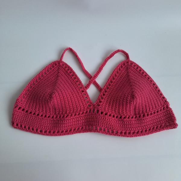 Gehaakt topje 'boho top hot pink'