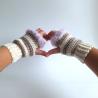 Thumbnail for Gehaakte handschoenen - gehaakte vingerloze handschoenen | Crème, beige en lila