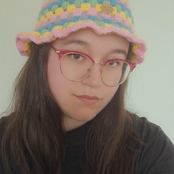 Gehaakte bucket hat | Lichtroze, geel, eucalypstus, turquoise en lila