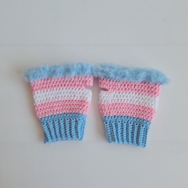 Gehaakte handschoenen - gehaakte vingerloze handschoenen | Transgender Pride vlag