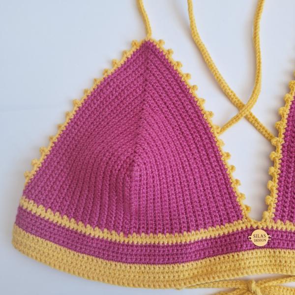 Gehaakt topje | Roze en geel
