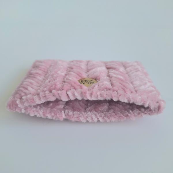 Geweven pasjeshouder | Poeder roze velvet look