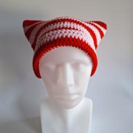 Gehaakte muts | Rood en lichtroze