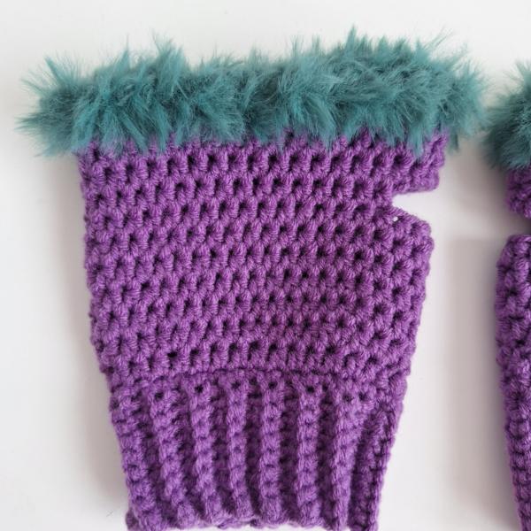 Gehaakte handschoenen - gehaakte vingerloze handschoenen | Paars en petrol