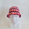 Thumbnail for Gehaakte bucket hat | Pasteloranje, koraaloranje, Barbie roze, aubergine paars en paars
