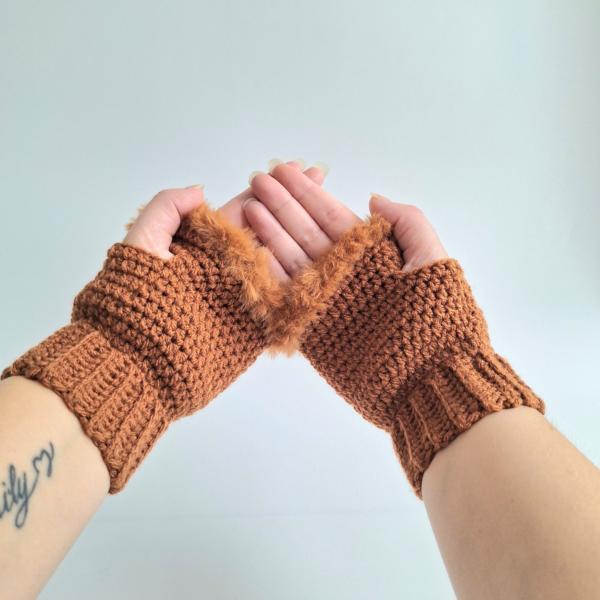 Gehaakte handschoenen - gehaakte vingerloze handschoenen | Bruin
