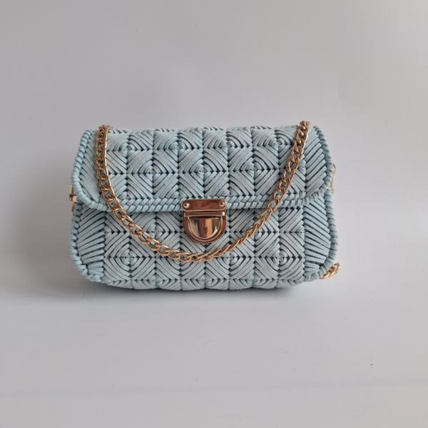 Geweven crossbody tas | Mintgroen en goud