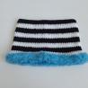 Thumbnail for Gehaakte muts met imitatiebont | Zwart, wit en blauw