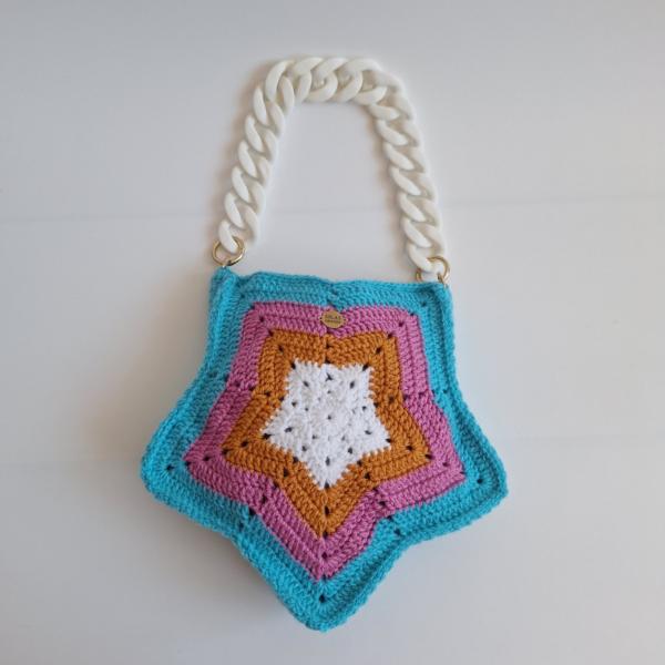 Gehaakte tas 'Turquoise ster'