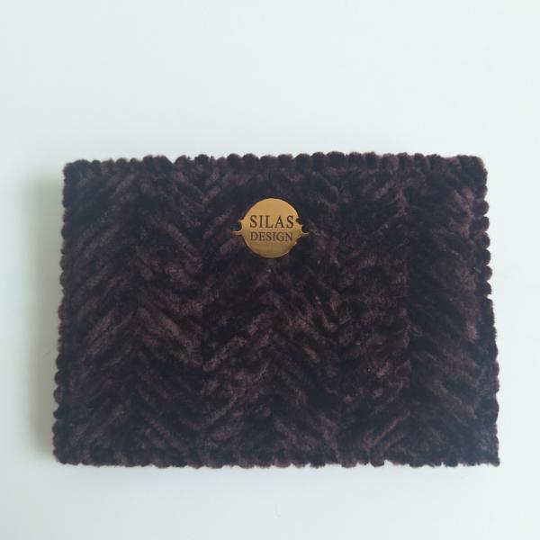 Geweven pasjeshouder | Donkerbruin velvet look