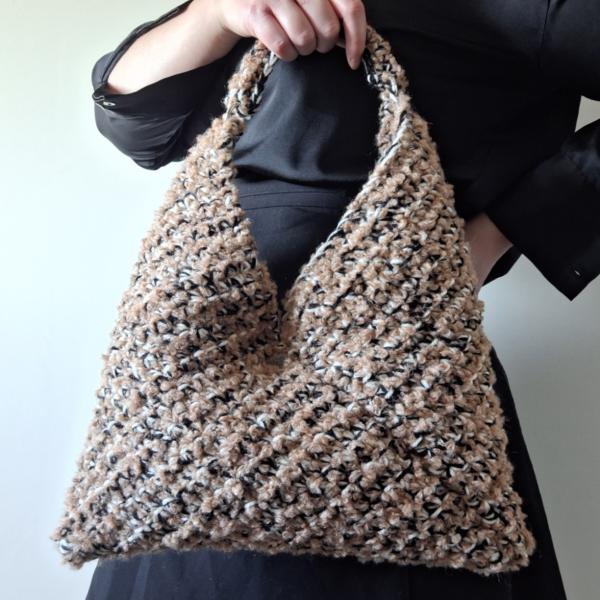 Gehaakte fluffy tas | bruin gemêleerd