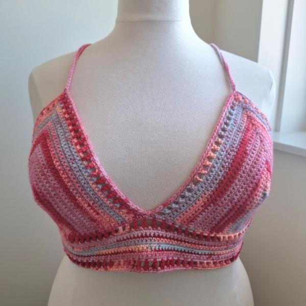 Gehaakt topje 'Boho top ombre paars en roze'