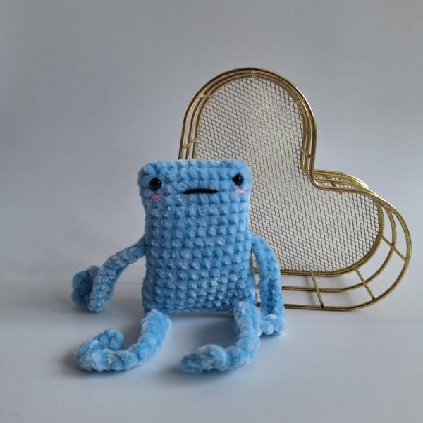 Gehaakte knuffel 'Lichtblauwe kikker'