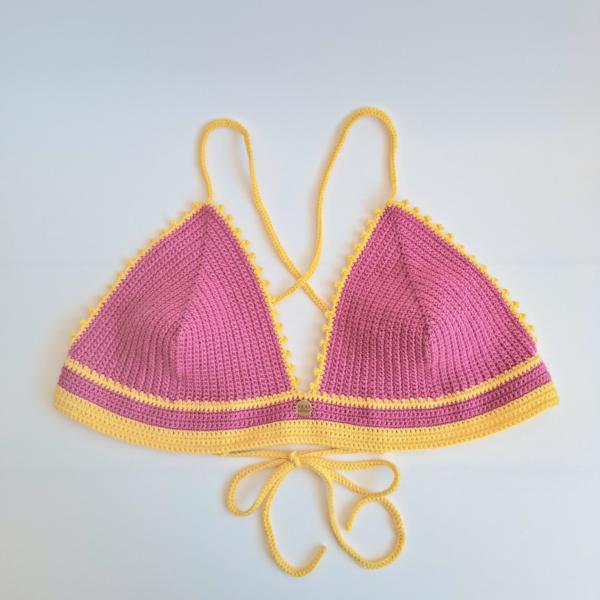 Gehaakt topje | Roze en geel