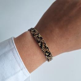 Geweven kralen armband | Bruin luipaard